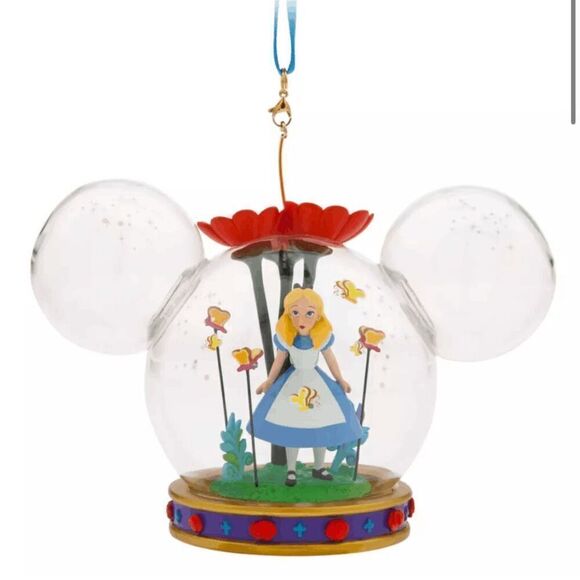 Alice in Wonderland EARS Glass Dome Sketchbook Ornament NEW 2022 RARE UK Xmas - Picture 1 of 3